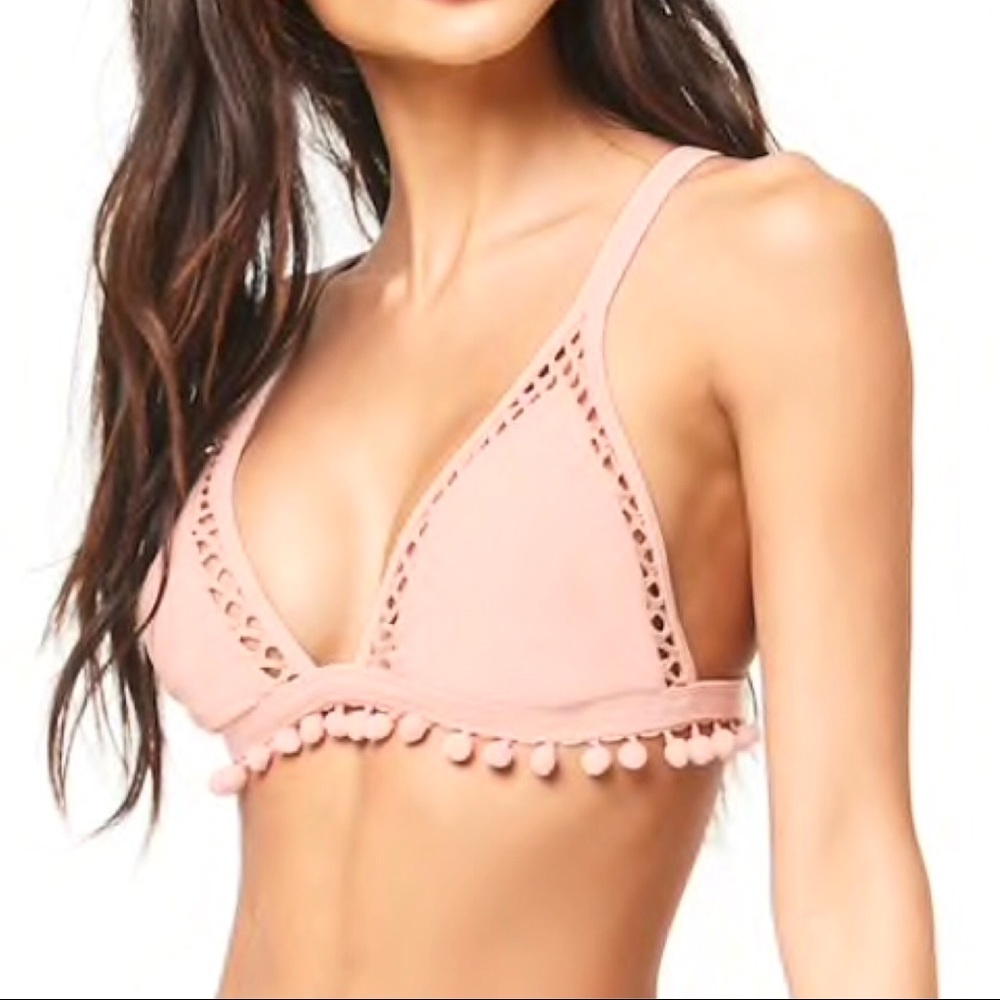 NWT | F21 | Blush Pom Pom Bikini Top